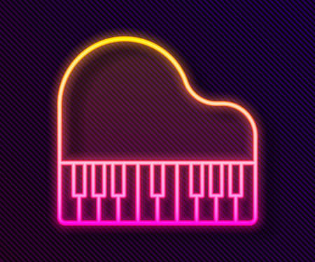Glowing neon line Grand piano icon isolated on black background. Musical instrument. Vectorのイラスト素材