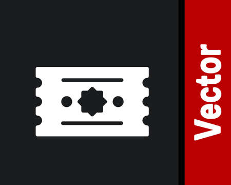 White Ticket icon isolated on black background. Amusement park. Vectorのイラスト素材