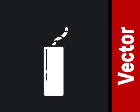 White Detonate dynamite bomb stick and timer clock icon isolated on black background. Time bomb - explosion danger concept. Vectorのイラスト素材