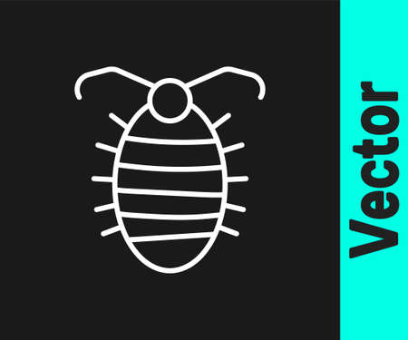 White line Larva insect icon isolated on black background. Vectorのイラスト素材