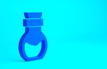 Blue Poison in bottle icon isolated on blue background. Bottle of poison or poisonous chemical...