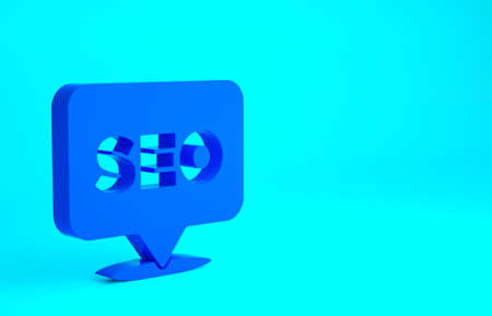 Blue SEO optimization icon isolated on blue background. Minimalism concept. 3d illustration 3D renderの写真素材