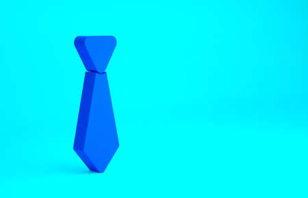 Blue Tie icon isolated on blue background. Necktie and neckcloth symbol. Minimalism concept. 3d illustration 3D renderの写真素材