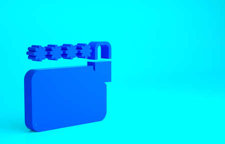 Blue Credit card with lock icon isolated on blue background. Locked bank card. Security, safety,...
