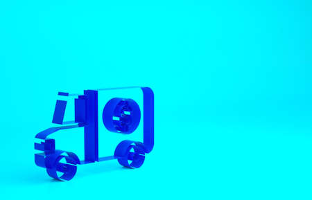 Blue Armored truck icon isolated on blue background. Minimalism concept. 3d illustration 3D renderの写真素材