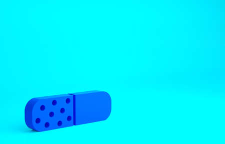 Blue Vitamin complex of pill capsule icon isolated on blue background. Healthy lifestyle. Minimalism concept. 3d illustration 3D renderの写真素材