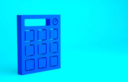 Blue Drum machine music producer equipment icon isolated on blue background. Minimalism concept. 3d illustration 3D renderの写真素材