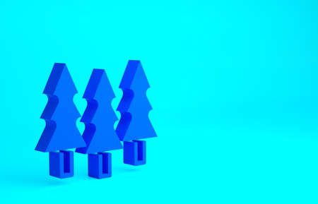 Blue Trees icon isolated on blue background. Forest symbol. Minimalism concept. 3d illustration 3D renderの写真素材