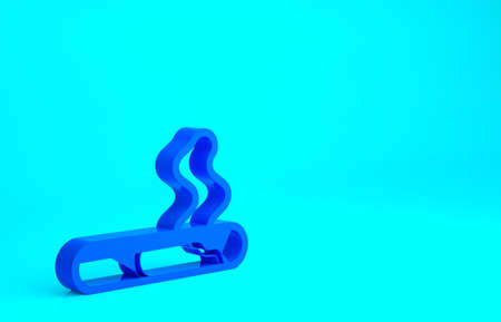 Blue Cigarette icon isolated on blue background. Tobacco sign. Smoking symbol. Minimalism concept. 3d illustration 3D renderの写真素材