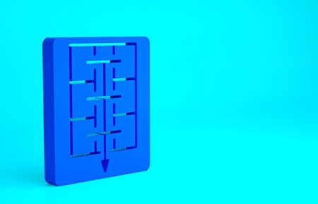 Blue Evacuation plan icon isolated on blue background. Fire escape plan. Minimalism concept. 3d...
