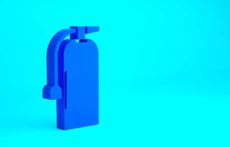 Blue Fire extinguisher icon isolated on blue background. Minimalism concept. 3d illustration 3D renderの写真素材