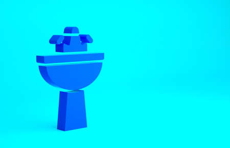 Blue Washbasin with water tap icon isolated on blue background. Minimalism concept. 3d illustration 3D renderの写真素材