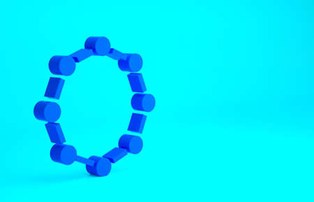 Blue Chemical formula icon isolated on blue background. Abstract hexagon for innovation medicine, health, research and science. Minimalism concept. 3d illustration 3D renderの写真素材