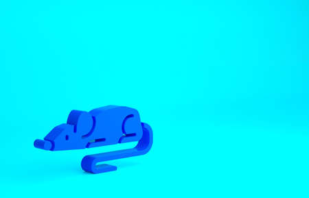 Blue Experimental mouse icon isolated on blue background. Minimalism concept. 3d illustration 3D renderの写真素材