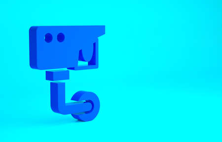 Blue Security camera icon isolated on blue background. Minimalism concept. 3d illustration 3D renderの写真素材