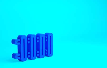 Blue Heating radiator icon isolated on blue background. Minimalism concept. 3d illustration 3D renderの写真素材