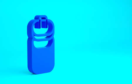 Blue Trash can icon isolated on blue background. Garbage bin sign. Recycle basket icon. Office trash icon. Minimalism concept. 3d illustration 3D renderの写真素材
