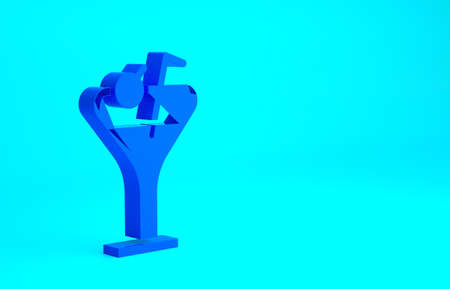 Blue Martini glass icon isolated on blue background. Cocktail icon. Wine glass icon. Minimalism concept. 3d illustration 3D renderの写真素材