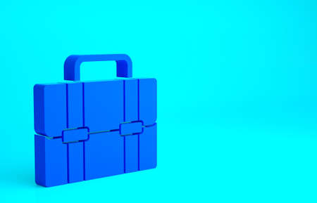 Blue Briefcase icon isolated on blue background. Business case sign. Business portfolio. Minimalism concept. 3d illustration 3D renderの写真素材