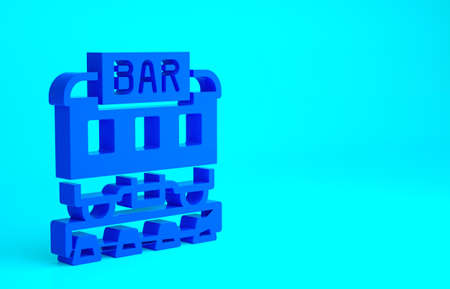 Blue Restaurant train icon isolated on blue background. Minimalism concept. 3d illustration 3D renderの写真素材