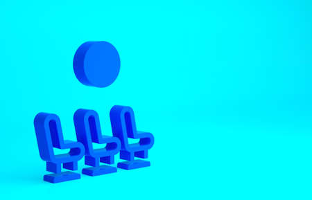 Blue Waiting room icon isolated on blue background. Minimalism concept. 3d illustration 3D renderの写真素材