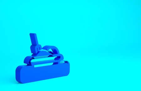 Blue Plate, fork and knife icon isolated on blue background. Cutlery symbol. Restaurant sign. Minimalism concept. 3d illustration 3D renderの写真素材