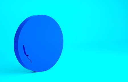 Blue Train station clock icon isolated on blue background. Minimalism concept. 3d illustration 3D renderの写真素材