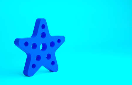 Blue Starfish icon isolated on blue background. Minimalism concept. 3d illustration 3D renderの写真素材