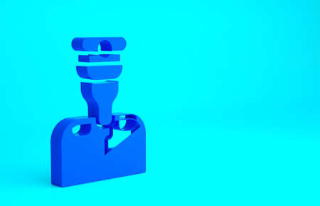 Blue Captain of ship icon isolated on blue background. Travel tourism nautical transport. Voyage passenger ship, cruise liner. Minimalism concept. 3d illustration 3D renderの写真素材