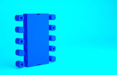 Blue Airport runway for taking off and landing aircrafts icon isolated on blue background. Minimalism concept. 3d illustration 3D renderの写真素材