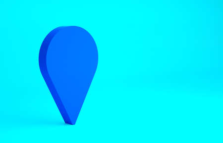 Blue Map pointer with mountain icon isolated on blue background. Mountains travel icon. Minimalism concept. 3d illustration 3D renderの写真素材