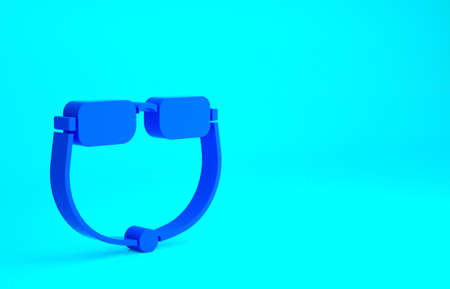 Blue Eyeglasses icon isolated on blue background. Minimalism concept. 3d illustration 3D renderの写真素材