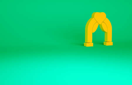 Orange Wedding arch icon isolated on green background. Wedding decoration. Minimalism concept. 3d illustration 3D renderの写真素材