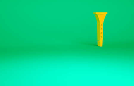 Orange Clarinet icon isolated on green background. Musical instrument. Minimalism concept. 3d illustration 3D renderの写真素材