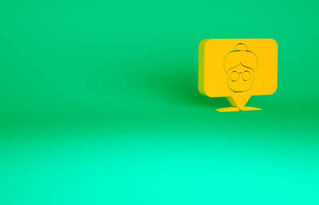 Orange Nursing home building icon isolated on green background. Health care for old and sick people. Center for retired people. Minimalism concept. 3d illustration 3D renderの写真素材