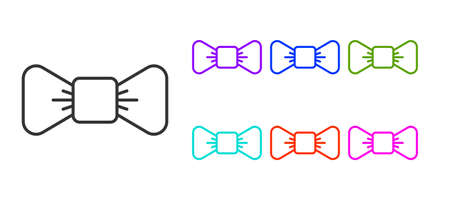 Black line Bow tie icon isolated on white background. Set icons colorful. Vectorのイラスト素材
