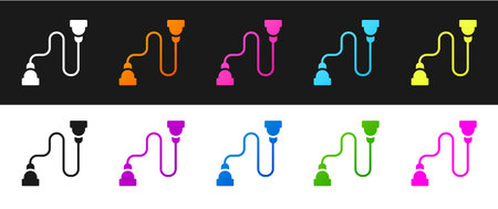 Set Chest expander icon isolated on black and white background. Vectorのイラスト素材