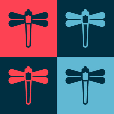 Pop art Dragonfly icon isolated on color background. Vectorのイラスト素材