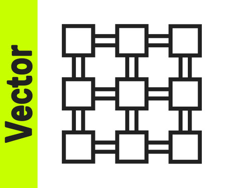 Black line Blockchain technology icon isolated on white background. Cryptocurrency data. Abstract geometric block chain network technology business. Vectorのイラスト素材