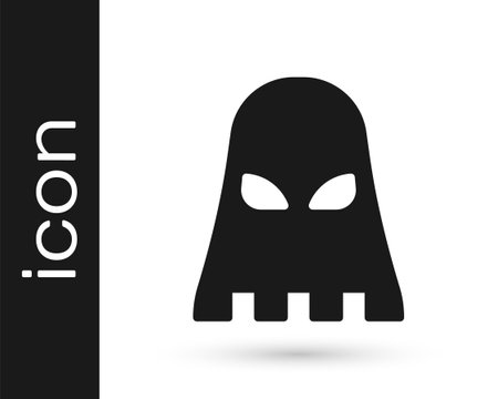 Black Executioner mask icon isolated on white background. Hangman, torturer, executor, tormentor, butcher, headsman icon. Vectorのイラスト素材
