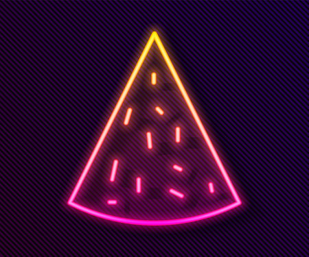 Glowing neon line Nachos icon isolated on black background. Tortilla chips or nachos tortillas. Traditional mexican fast food. Vectorのイラスト素材