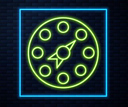 Glowing neon line Twister classic party game icon isolated on brick wall background. Vectorのイラスト素材