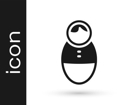 Black Tumbler doll toy icon isolated on white background. Vectorのイラスト素材