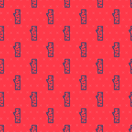 Blue line Birch tree icon isolated seamless pattern on red background. Vectorのイラスト素材