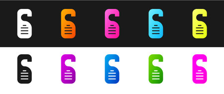 Set Please do not disturb icon isolated on black and white background. Hotel Door Hanger Tags. Vectorのイラスト素材