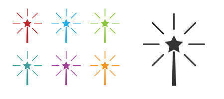 Black Firework icon isolated on white background. Concept of fun party. Explosive pyrotechnic symbol. Set icons colorful. Vectorのイラスト素材