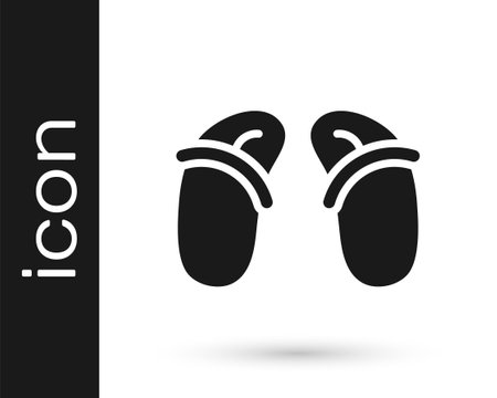 Black Flip flops icon isolated on white background. Beach slippers sign. Vectorのイラスト素材