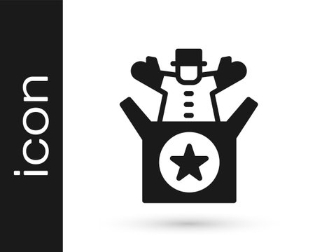 Black Jack in the box toy icon isolated on white background. Jester out of the box. Vectorのイラスト素材