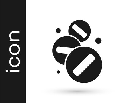 Grey Medicine pill or tablet icon isolated on white background. Capsule pill and drug sign. Pharmacy design. Vector Illustrationのイラスト素材