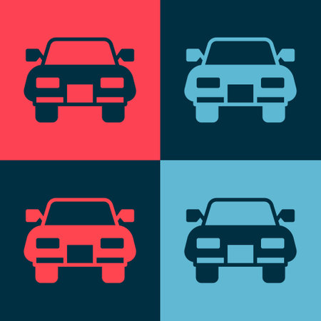 Pop art Car icon isolated on color background. Vectorのイラスト素材